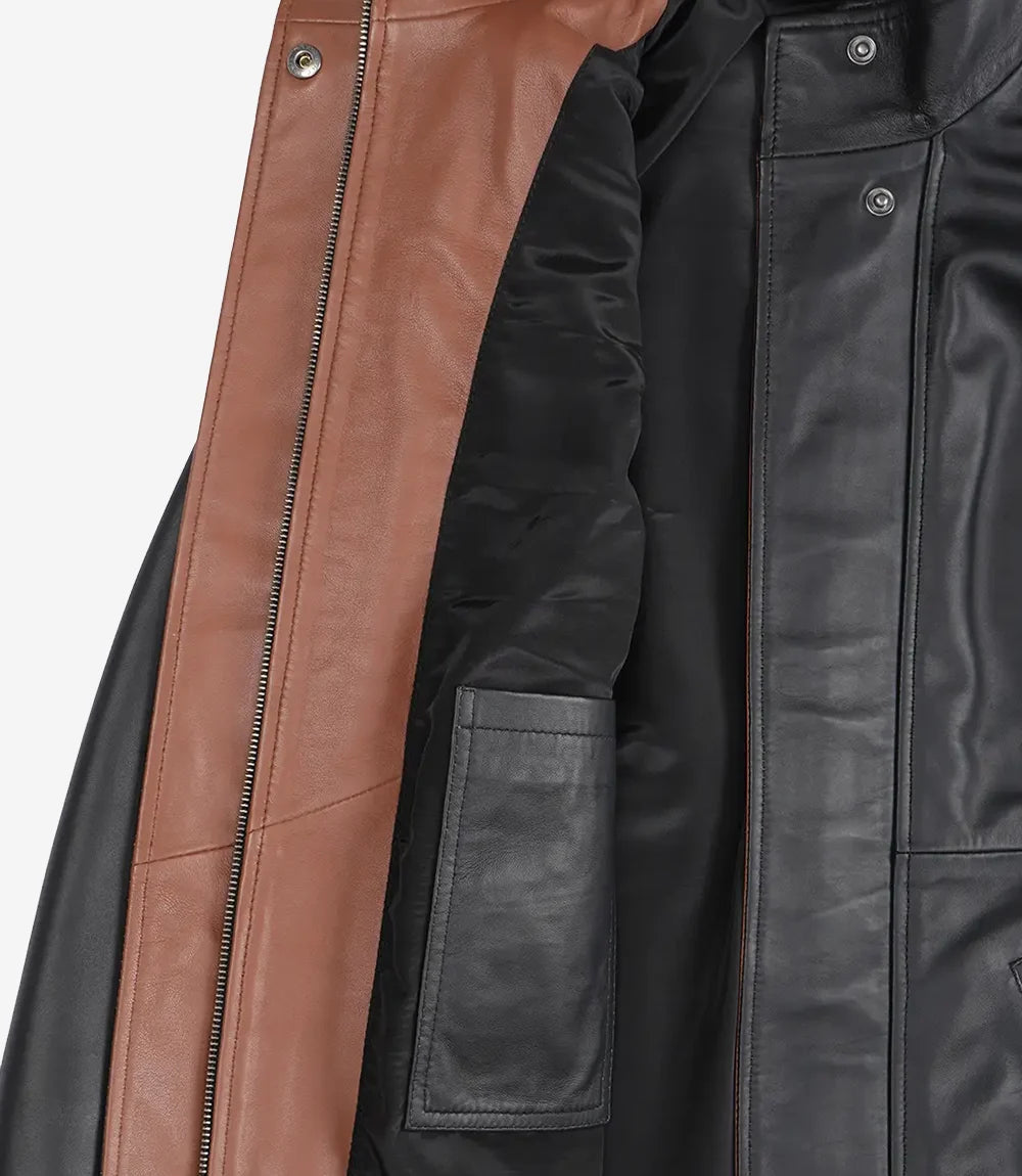 Women's Wide Lapel Black Leather Jacket