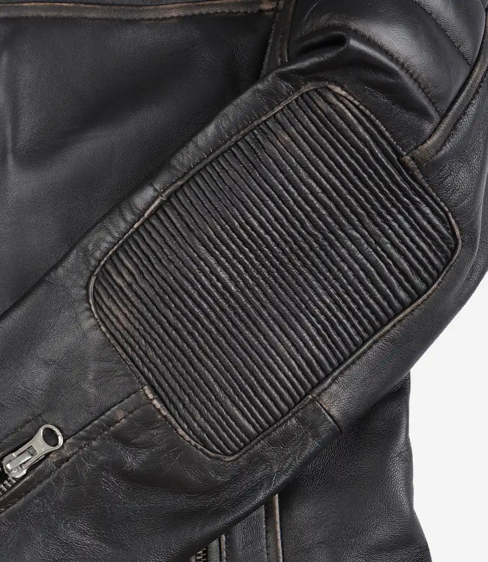 Women's Dark Brown Rub Off Cafe Racer Leather Jacket