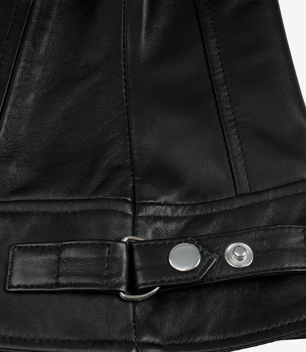 Women's Black Cafe Racer Leather Jacket