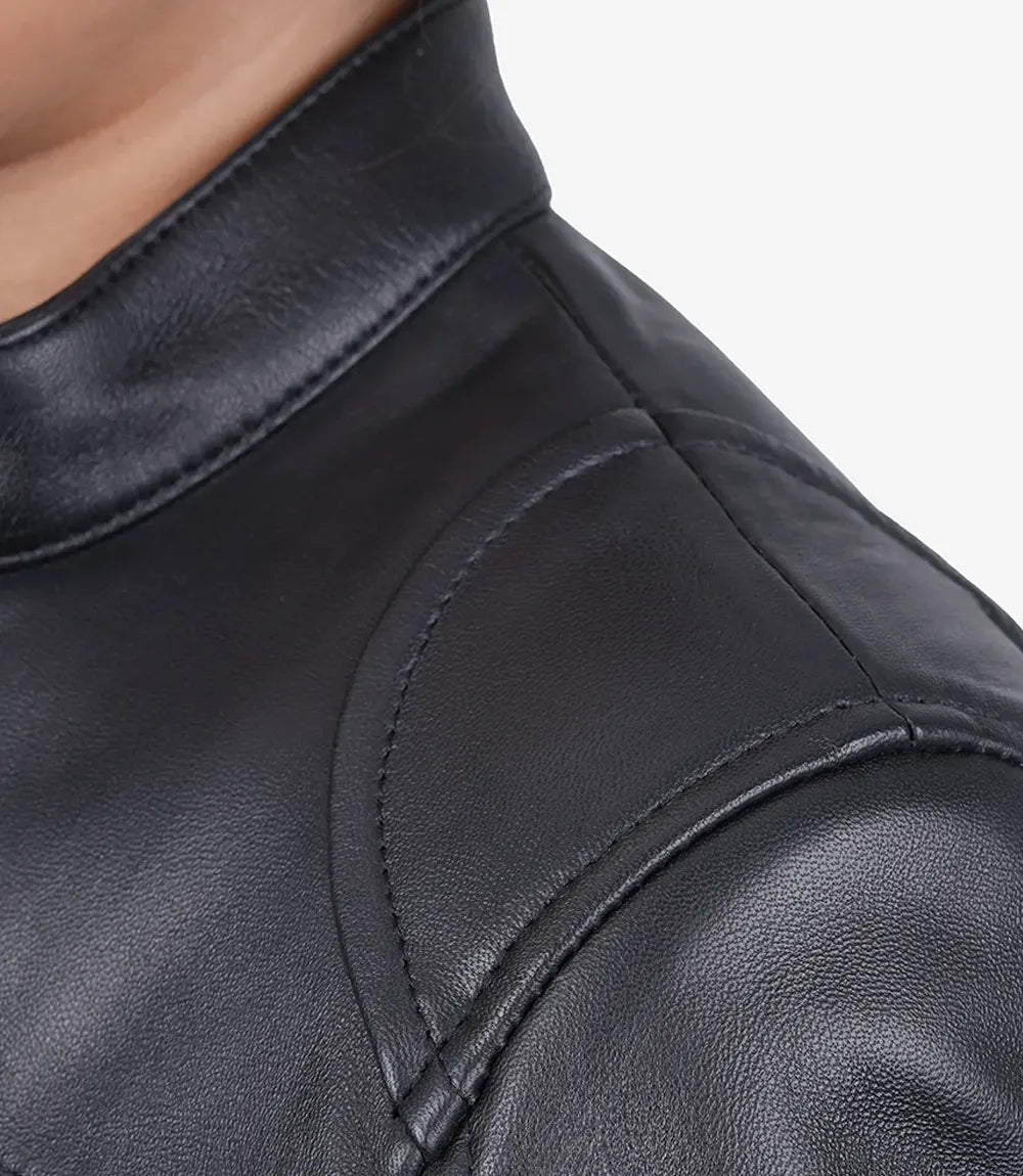 Arya Women's Black Lambskin Leather Biker Jacket
