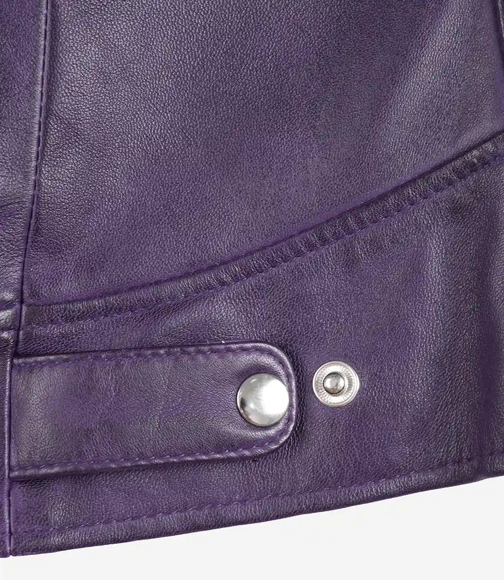 Women's Purple Leather Biker Jacket