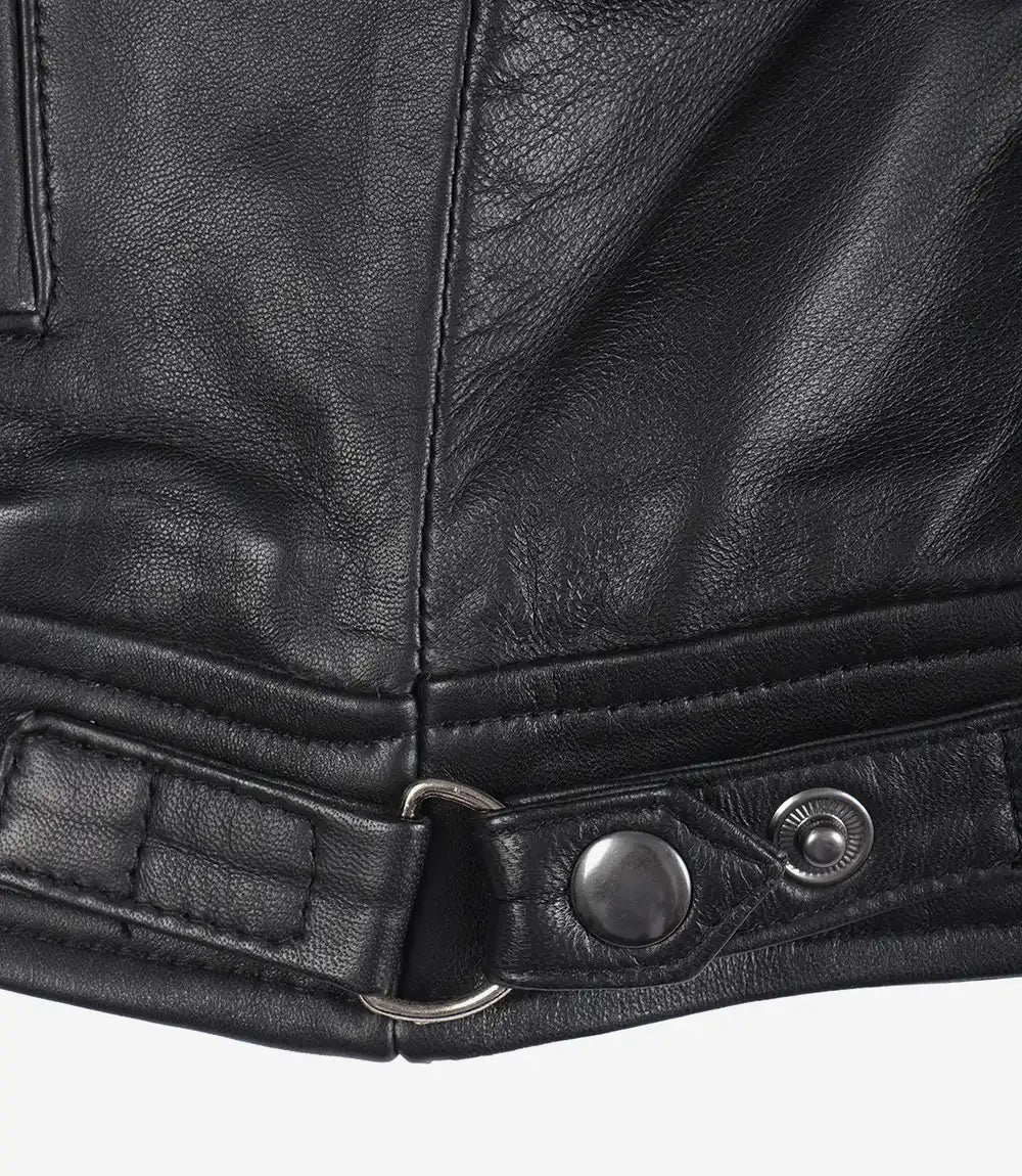 Women Black Quilted Cafe Racer Leather Jacket