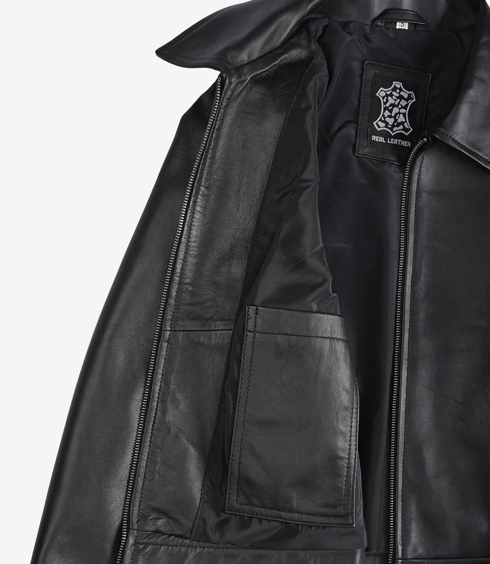 Women's Classic Black Harrington Leather Jacket
