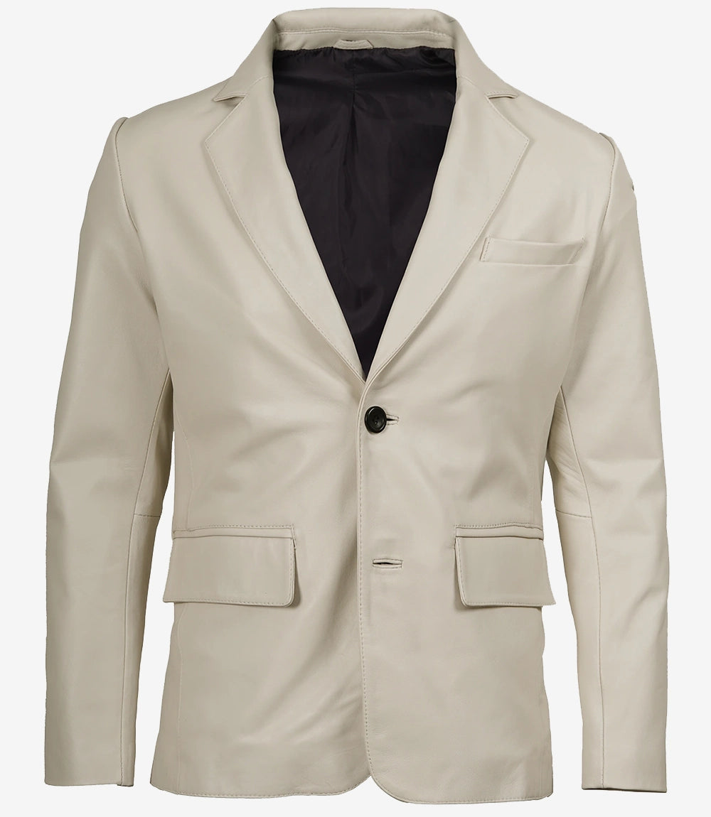 Men's Off White Blazer Real Leather Jacket