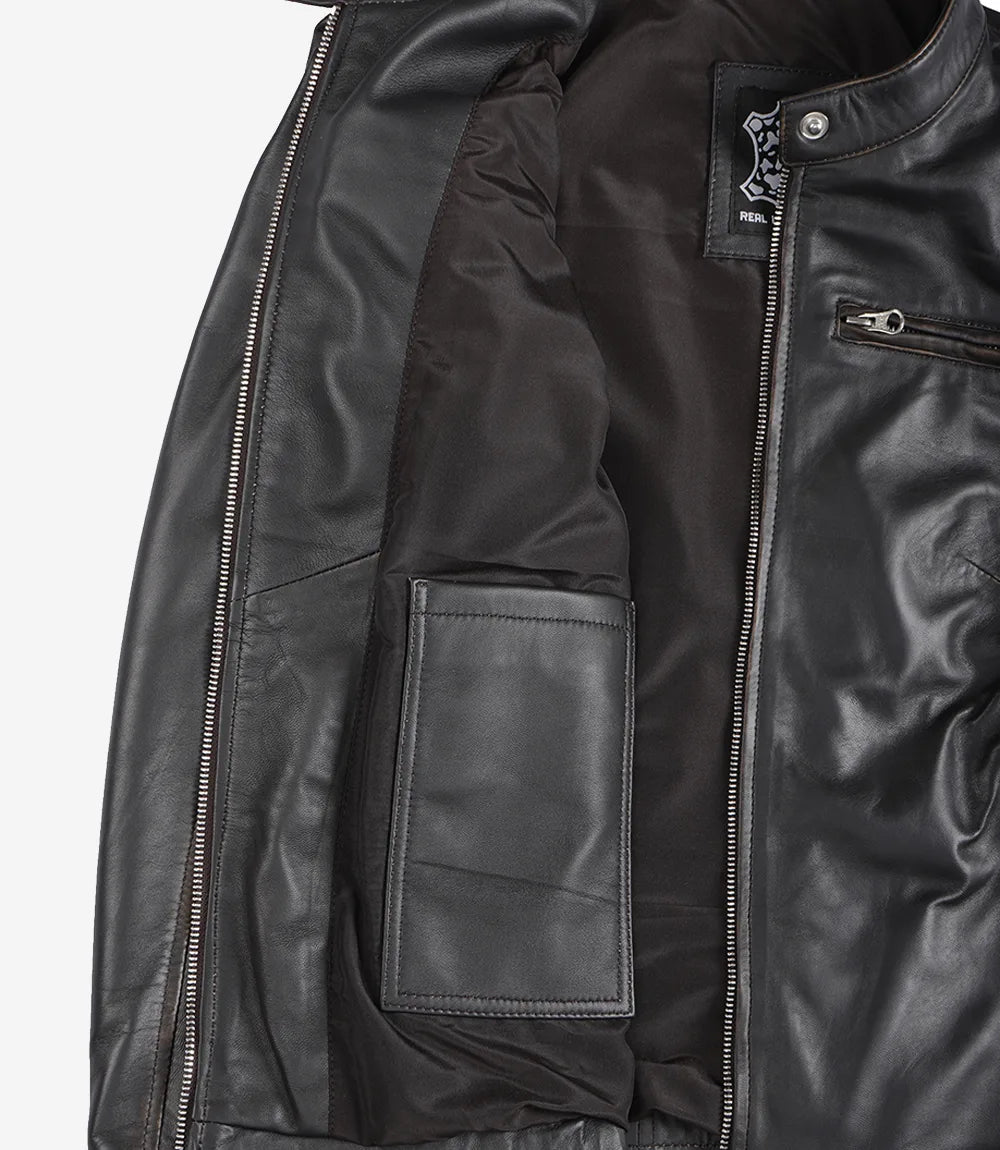 Women's Rub Off Dark Brown Vintage Leather Jacket