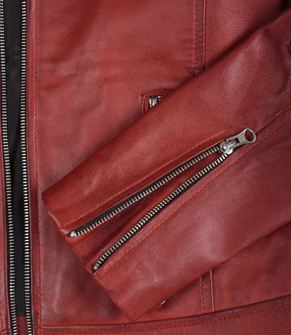 Cafe Racer Red Leather Jacket Women
