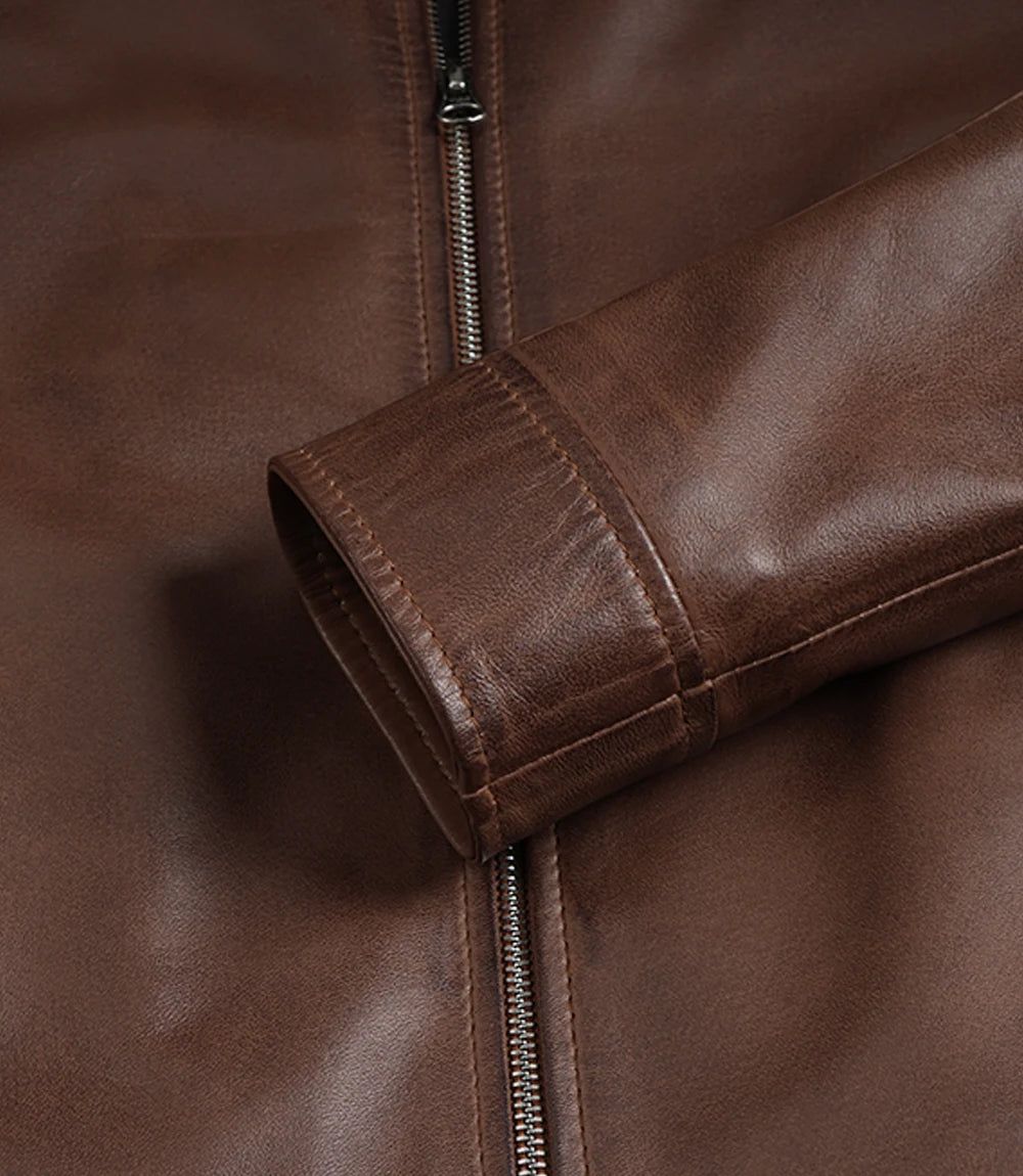 Women's Cognac Wax Harrington Leather Jacket