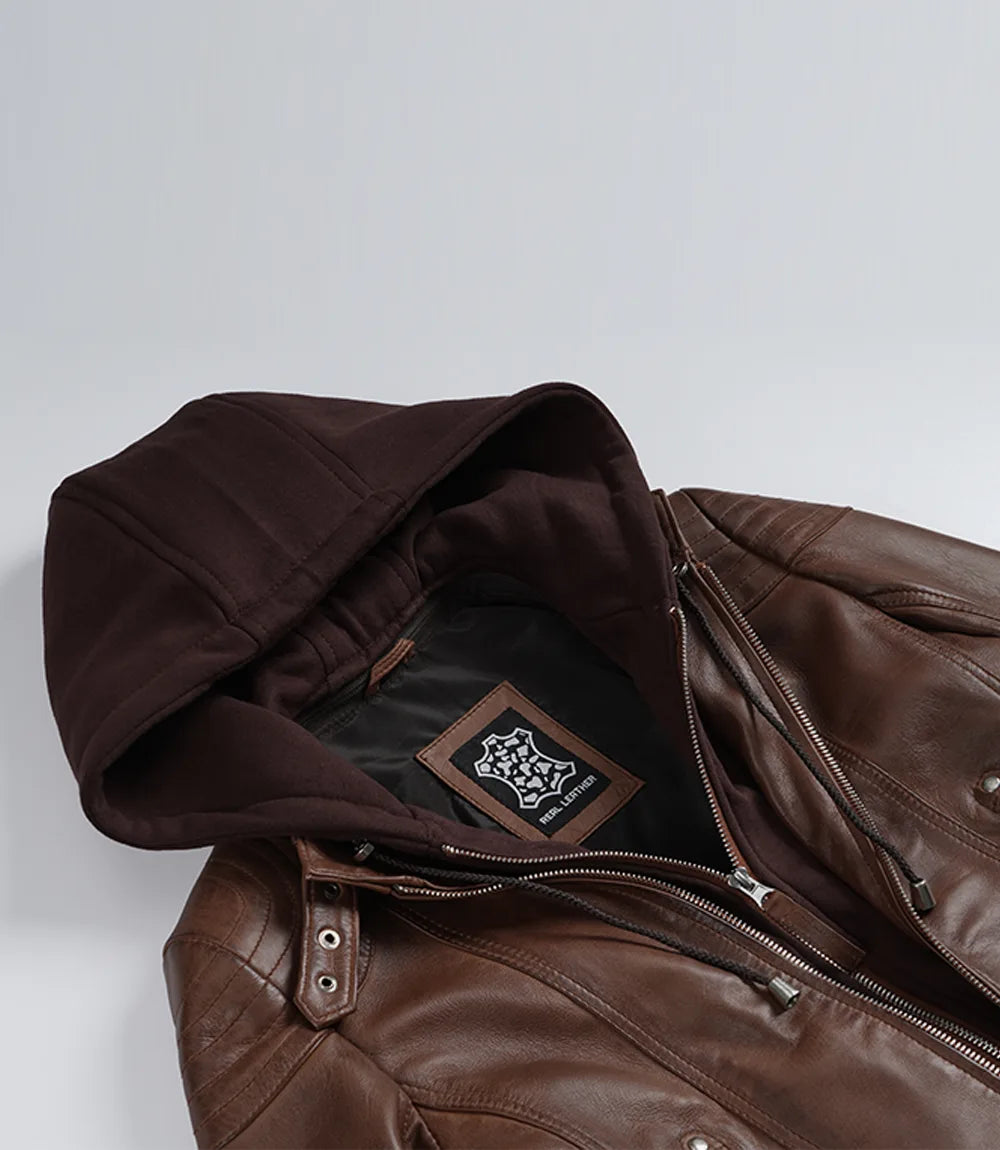 Women's Cognac 2-in-1 Real Lambskin Hooded Leather Jacket