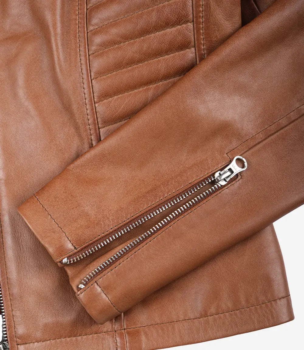 Women's Tan Wax Lambskin Leather Jacket