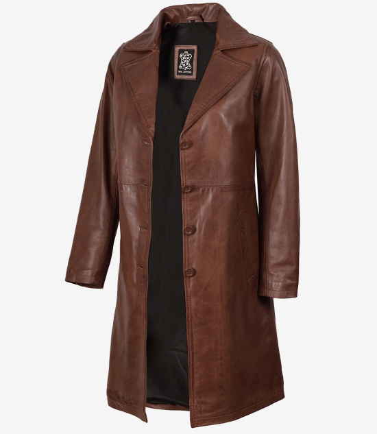 Women's Cognac Brown Real Leather Coat