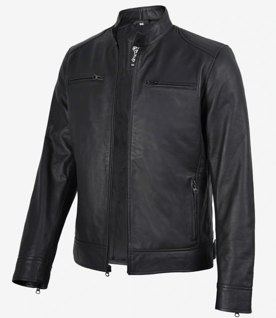 Arya Men's Matte Black Biker Leather Jacket