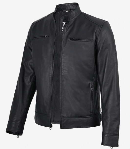 Arya Men's Matte Black Biker Leather Jacket
