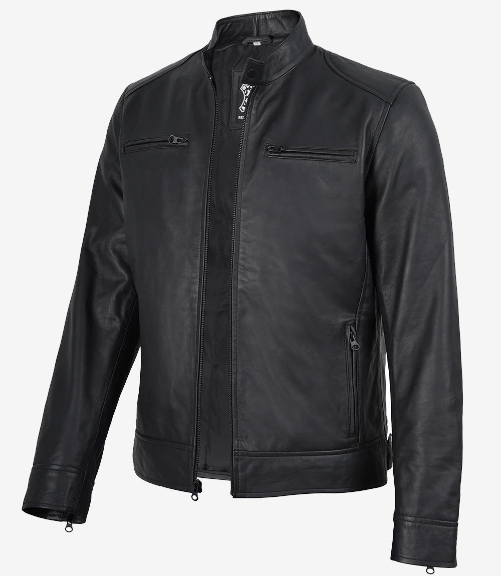 Arya Men's Matte Black Biker Leather Jacket