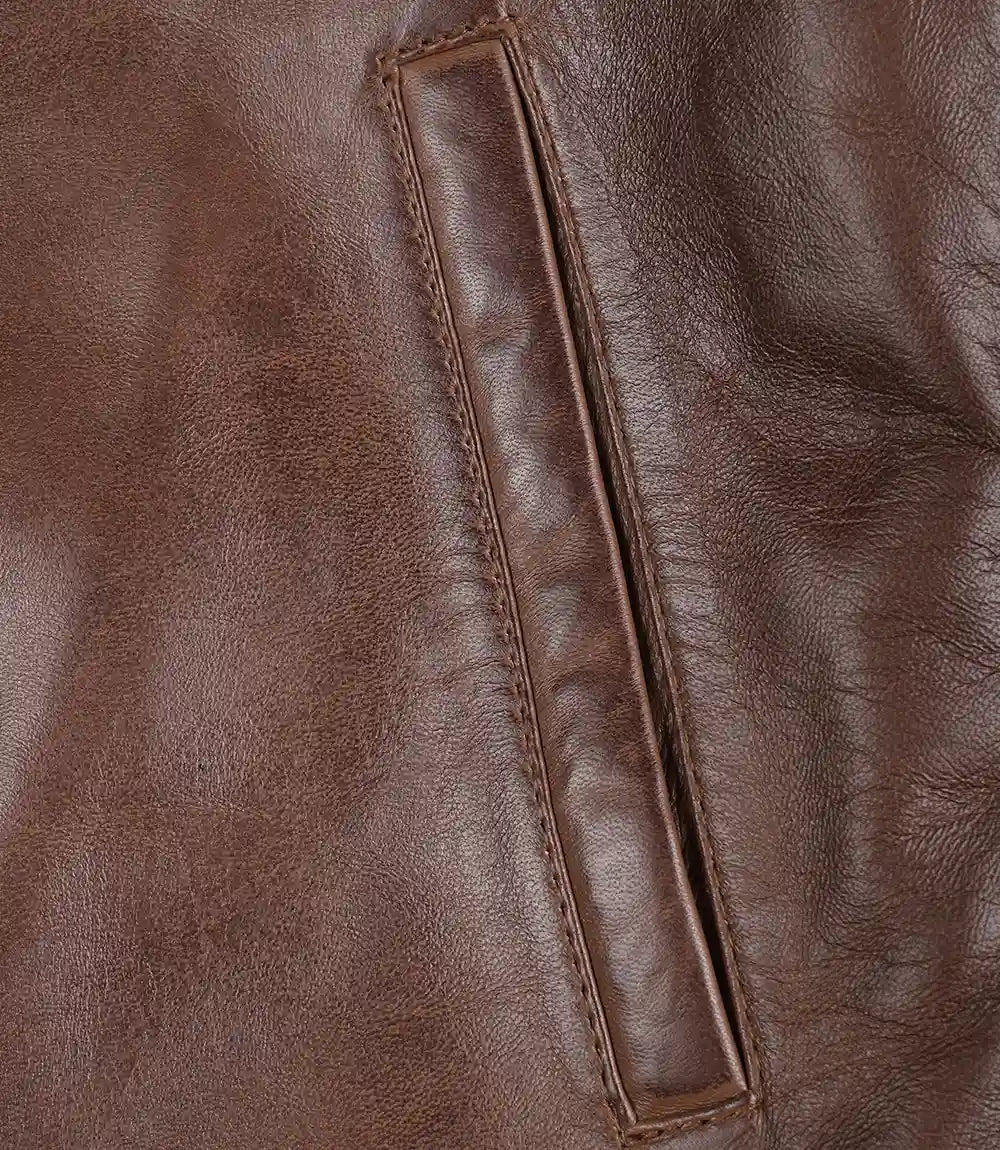 Arya Men's Cognac Brown Real Leather Biker Jacket