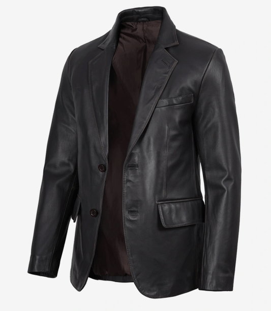 Men's Vintage Dark Brown Rub-Off Real Leather Blazer
