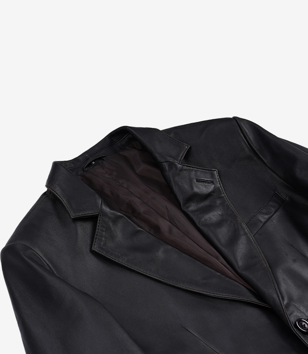 Men's Vintage Dark Brown Rub-Off Real Leather Blazer