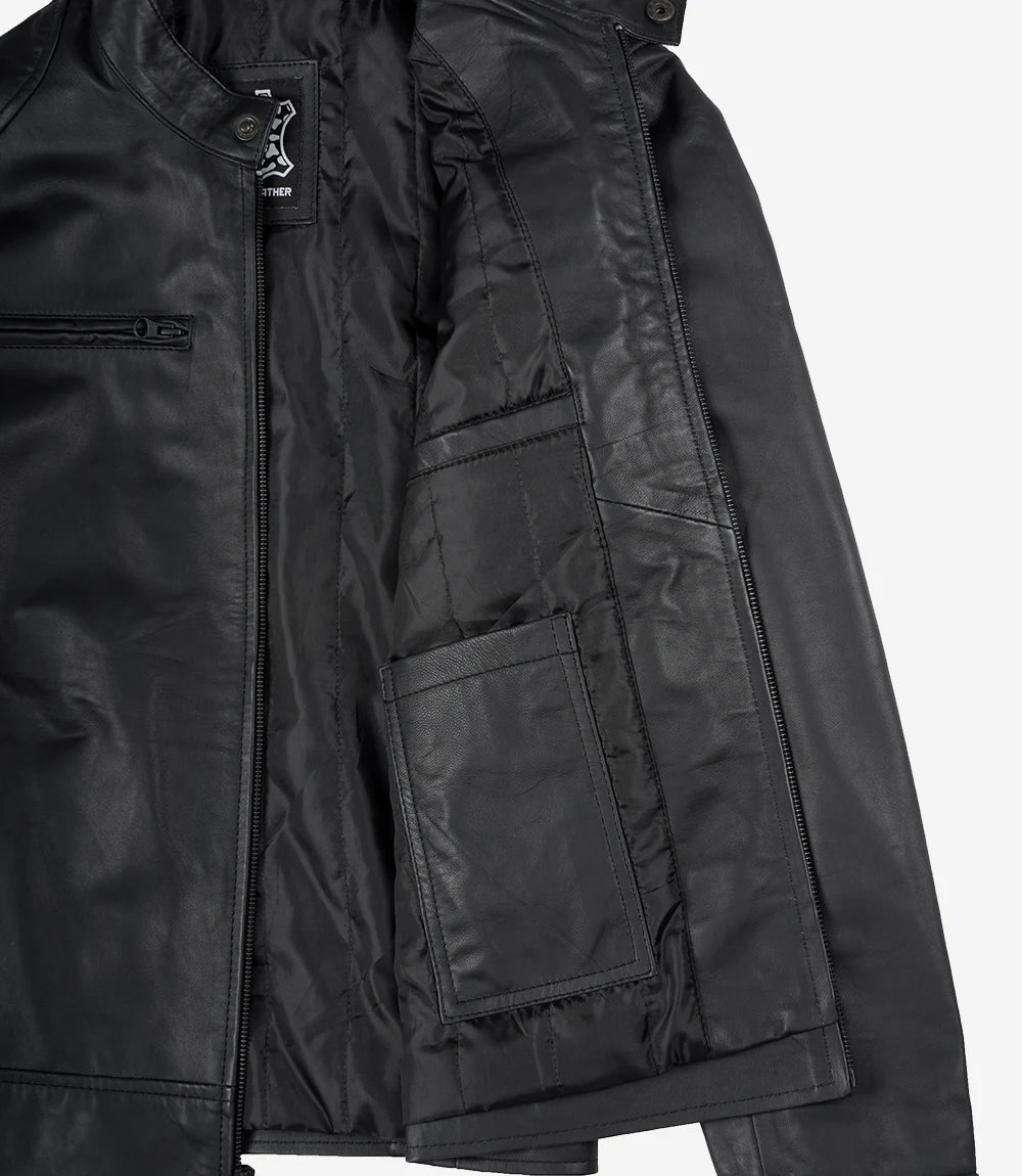 Arya Men's Matte Black Biker Leather Jacket