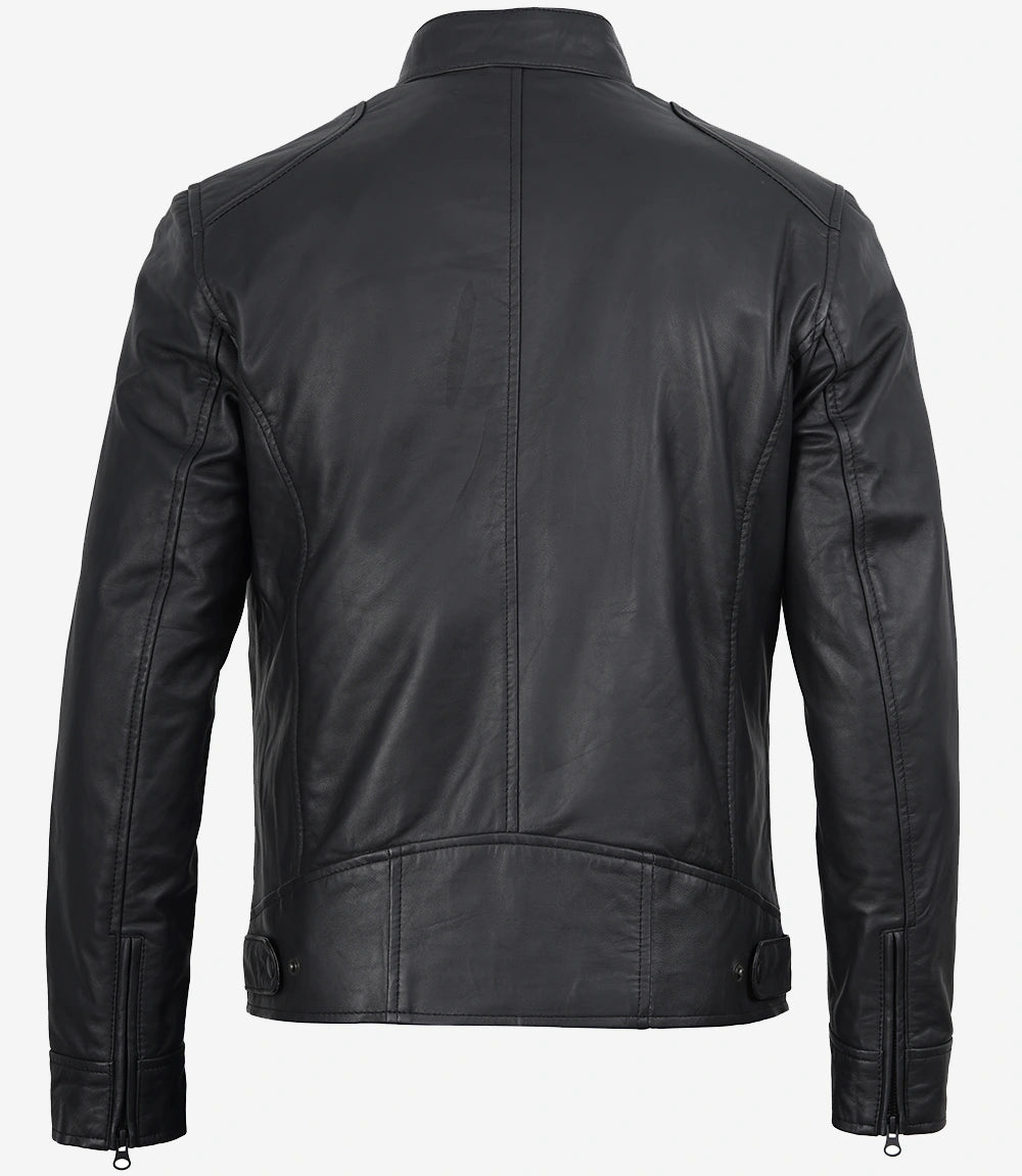 Arya Men's Matte Black Biker Leather Jacket