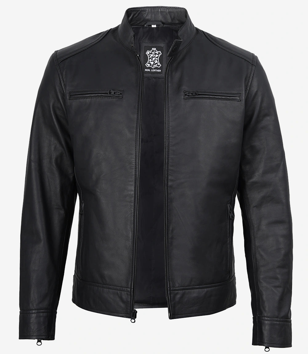 Arya Men's Matte Black Biker Leather Jacket
