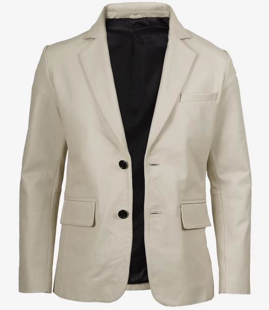 Men's Off White Blazer Real Leather Jacket