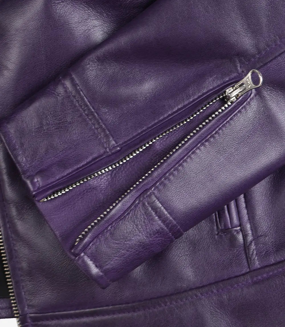 Women's Purple Leather Biker Jacket