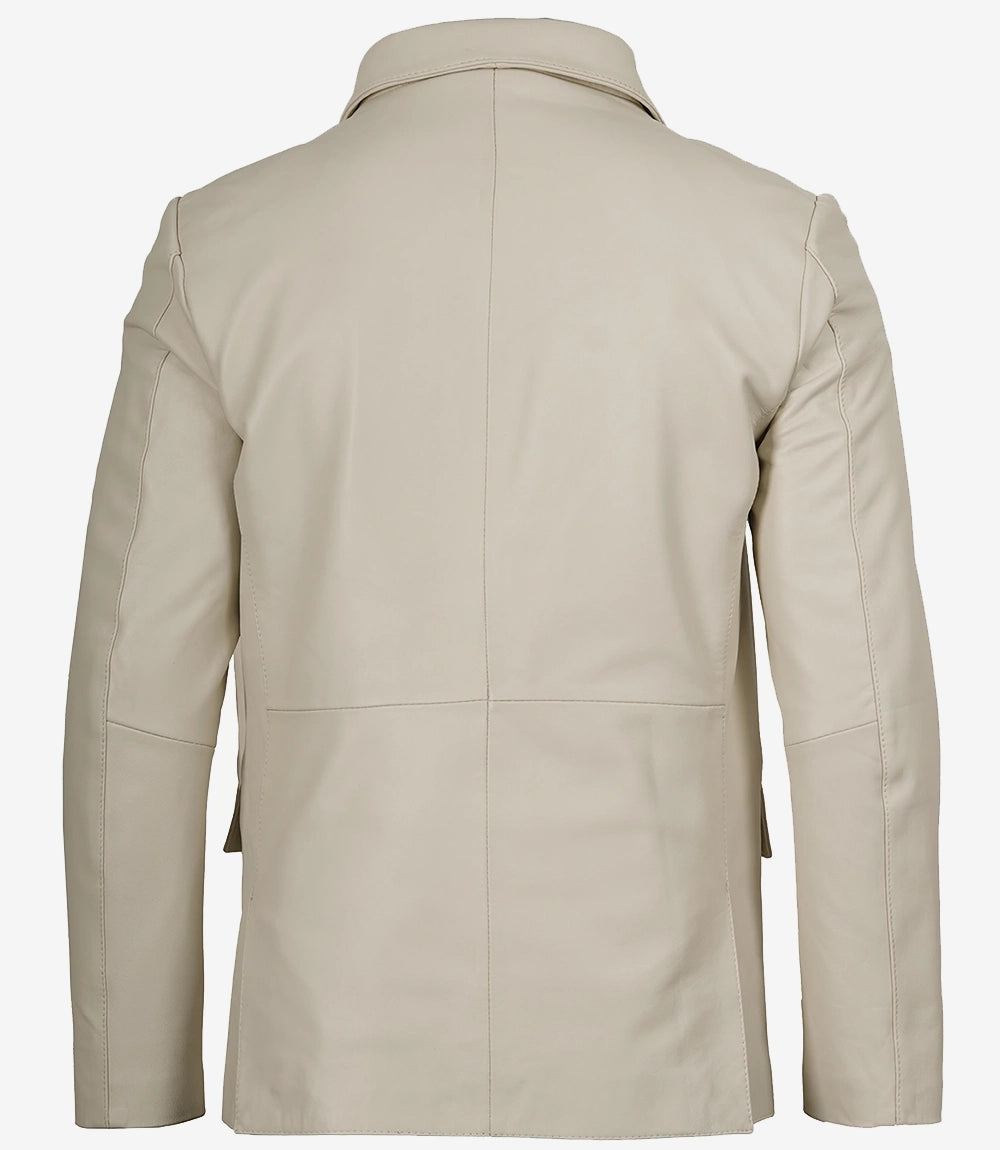 Men's Off White Blazer Real Leather Jacket