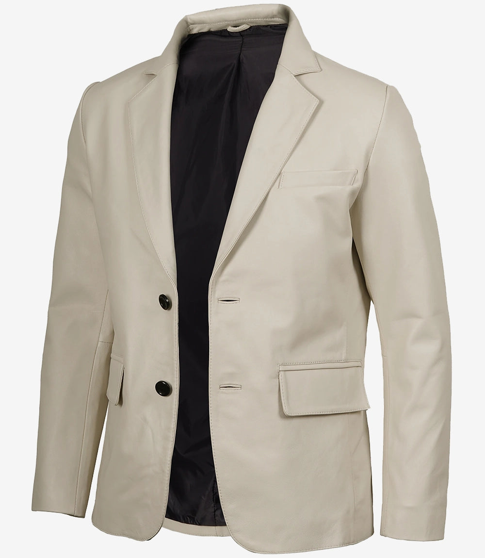 Men's Off White Blazer Real Leather Jacket