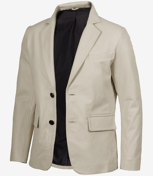 Men's Off White Blazer Real Leather Jacket