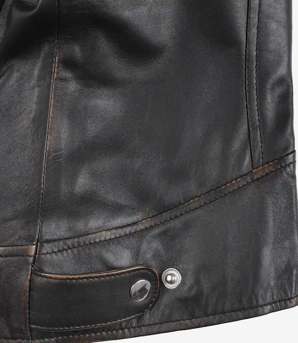 Women's Rub Off Dark Brown Vintage Leather Jacket