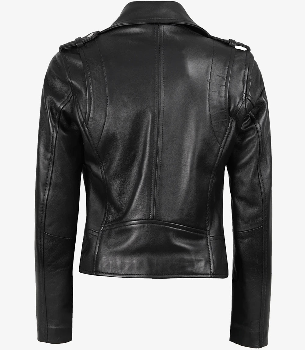 Biker Style Women's Black Leather Jacket