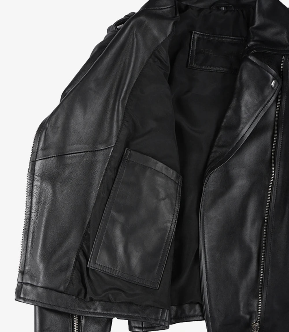 Biker Style Women's Black Leather Jacket