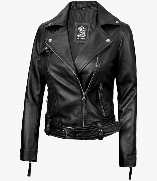 Women's Black Asymmetrical Real Leather Biker Jacket