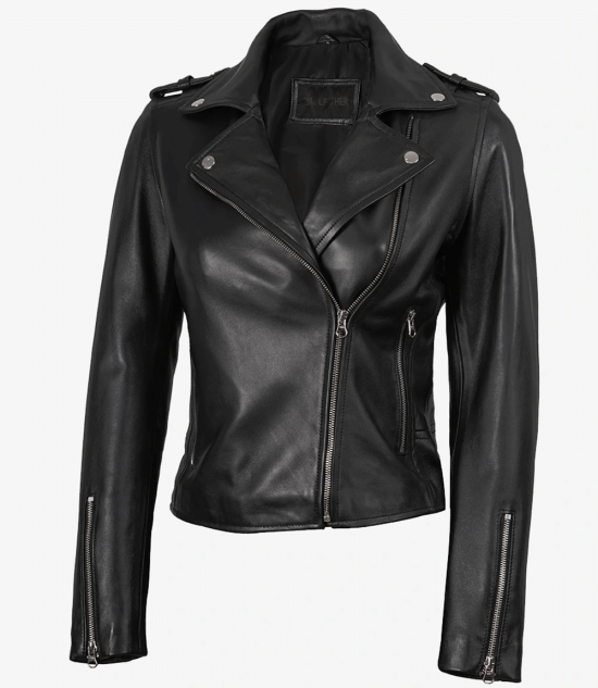 Biker Style Women's Black Leather Jacket
