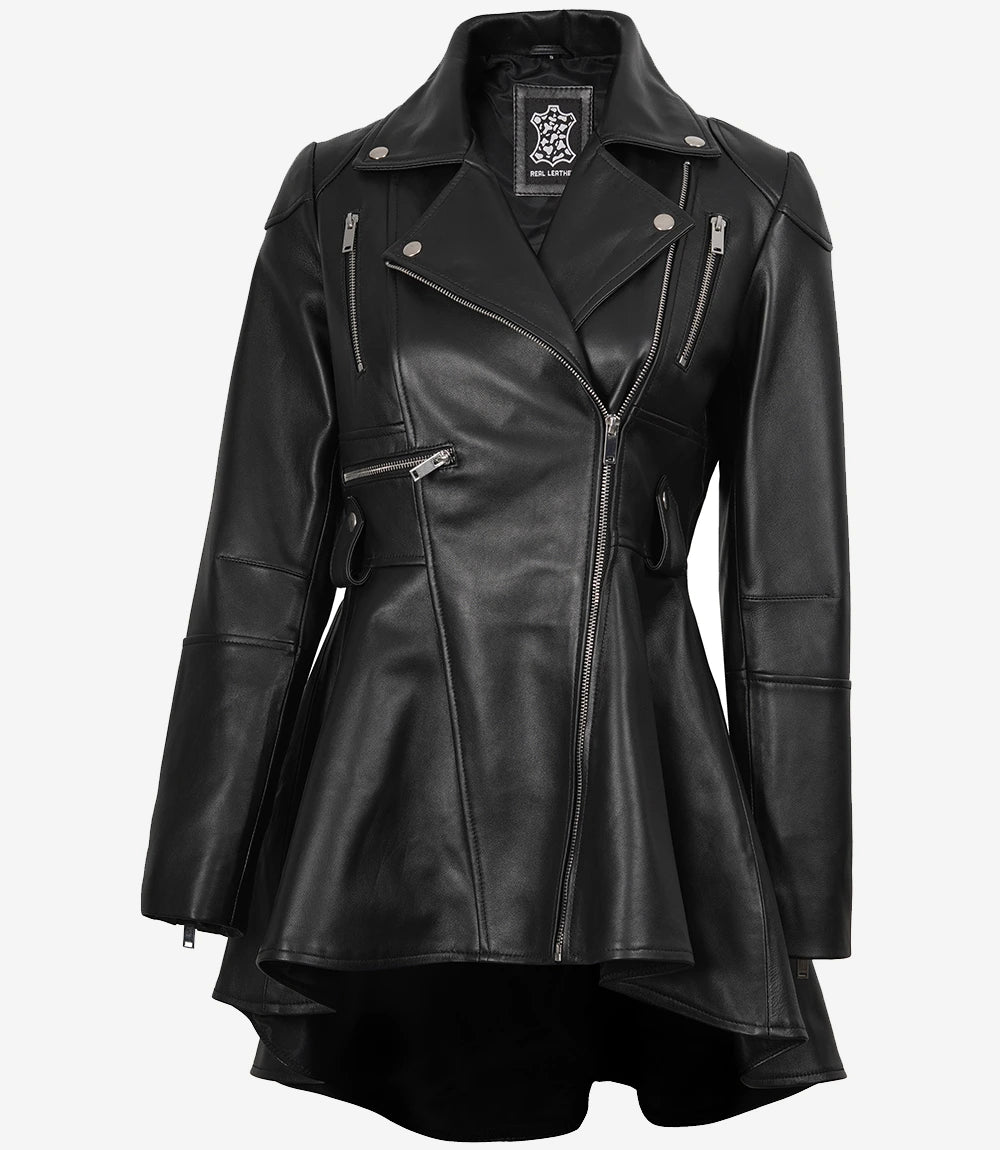 Gonzalez Women's Black Peplum Leather Jacket