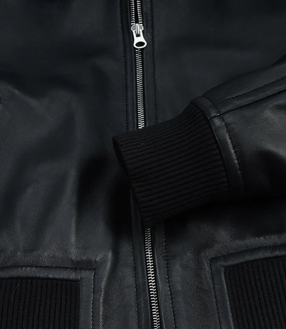 Women's Black Drop Shoulder Cropped Bomber Jacket — Shirt Collar Style