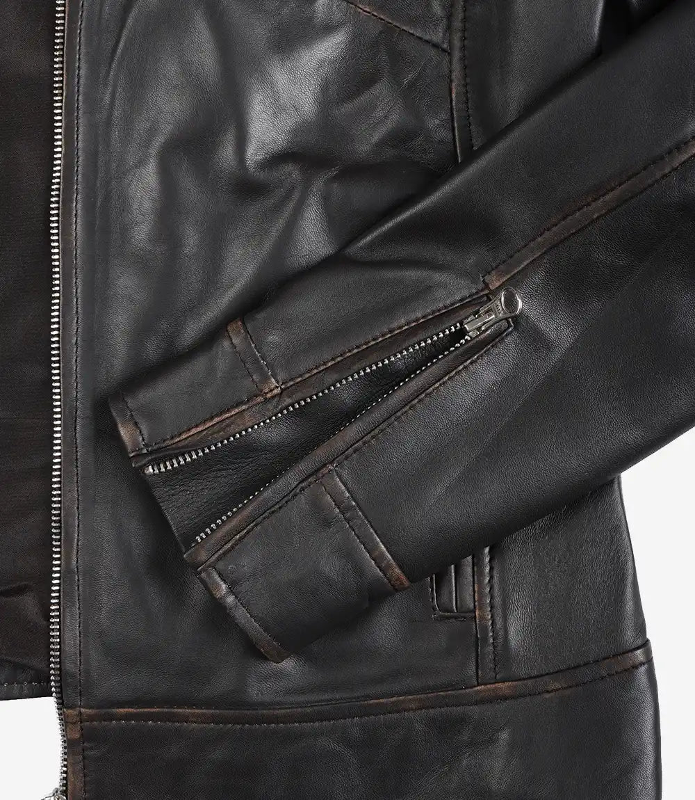 Women's Rub Off Dark Brown Vintage Leather Jacket