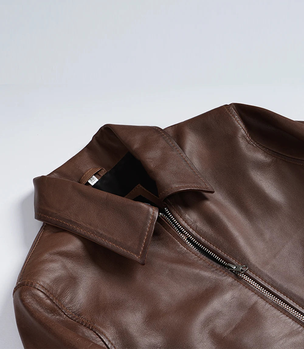Women's Cognac Wax Harrington Leather Jacket