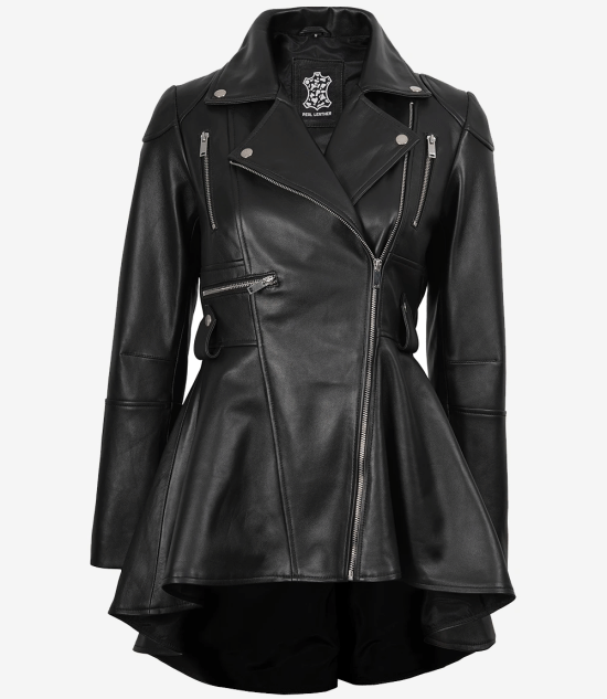 Gonzalez Women's Black Peplum Leather Jacket