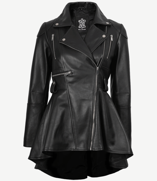 Gonzalez Women's Black Peplum Leather Jacket