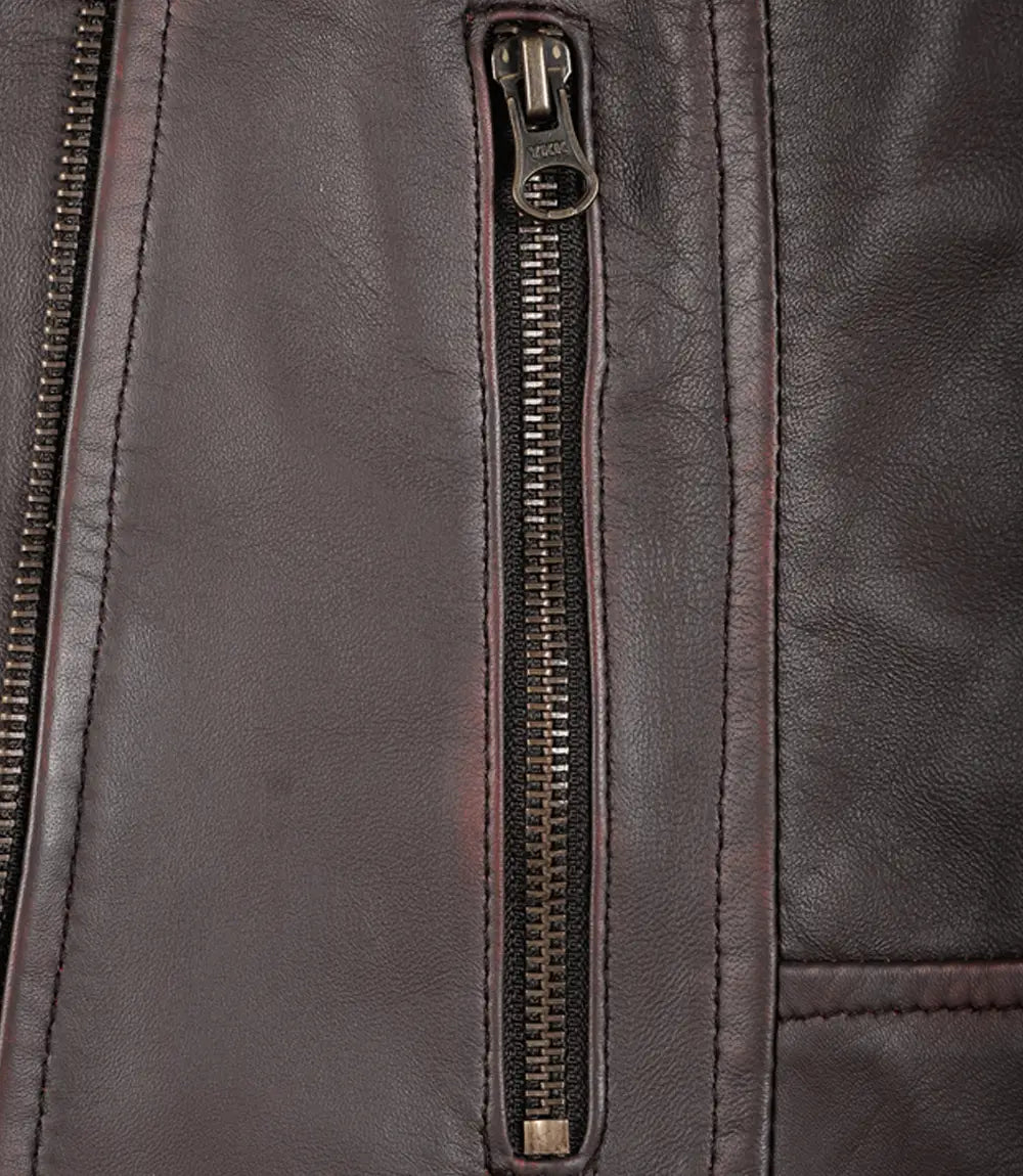 Women's Dark Brown Asymmetrical Leather Biker Jacket