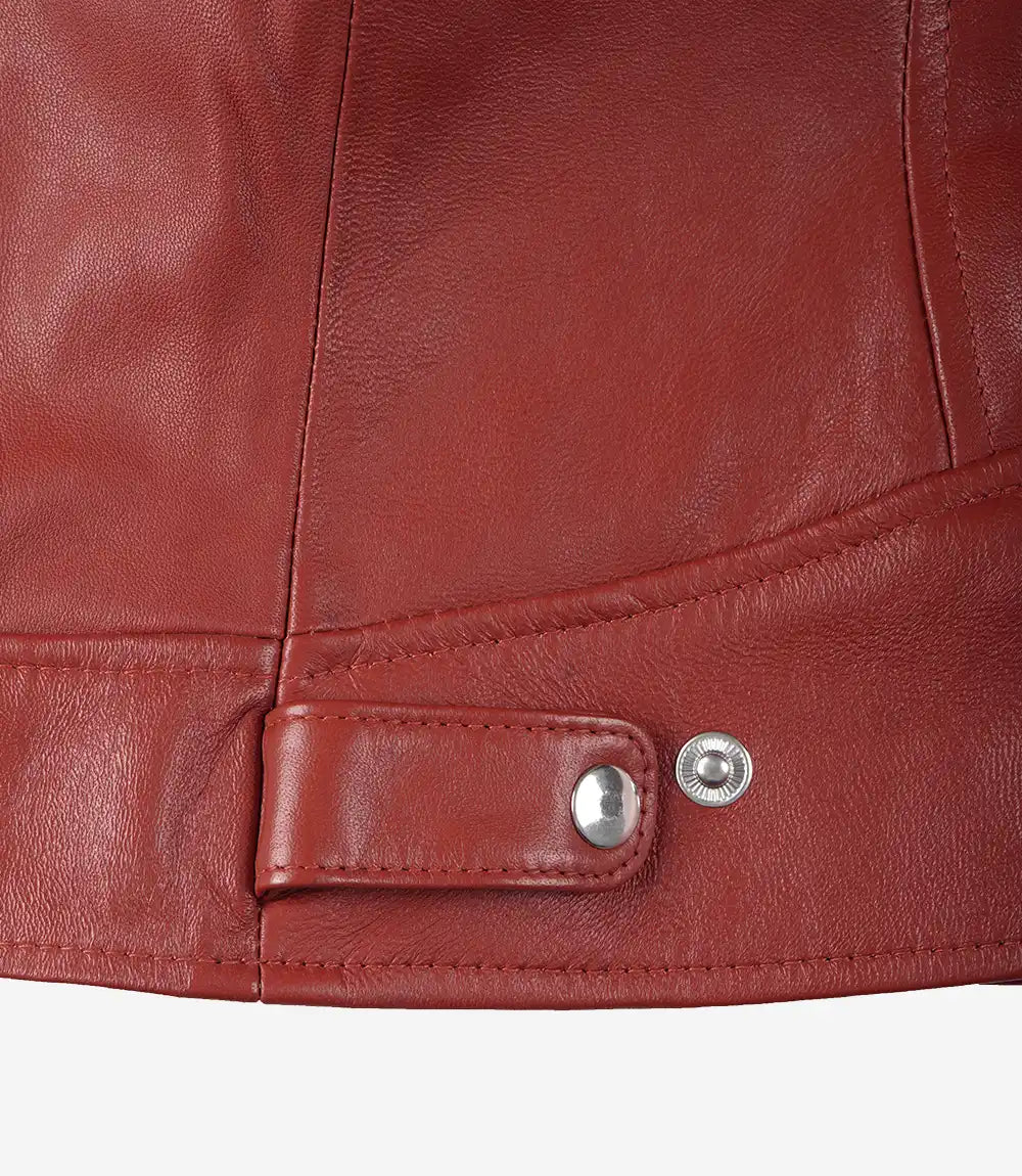 Women's Cafe Racer Red Leather Jacket