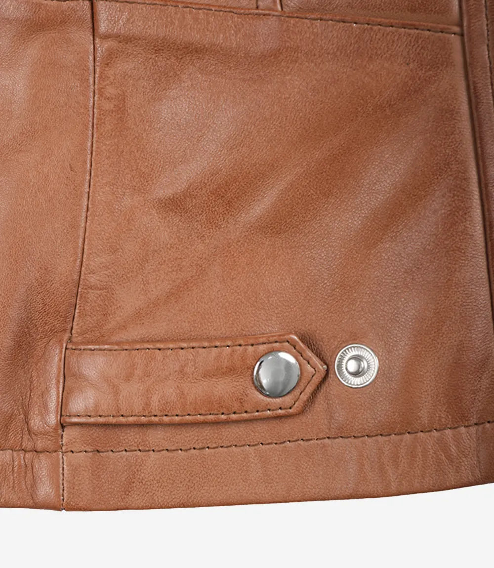 Women's Tan Wax Lambskin Leather Jacket