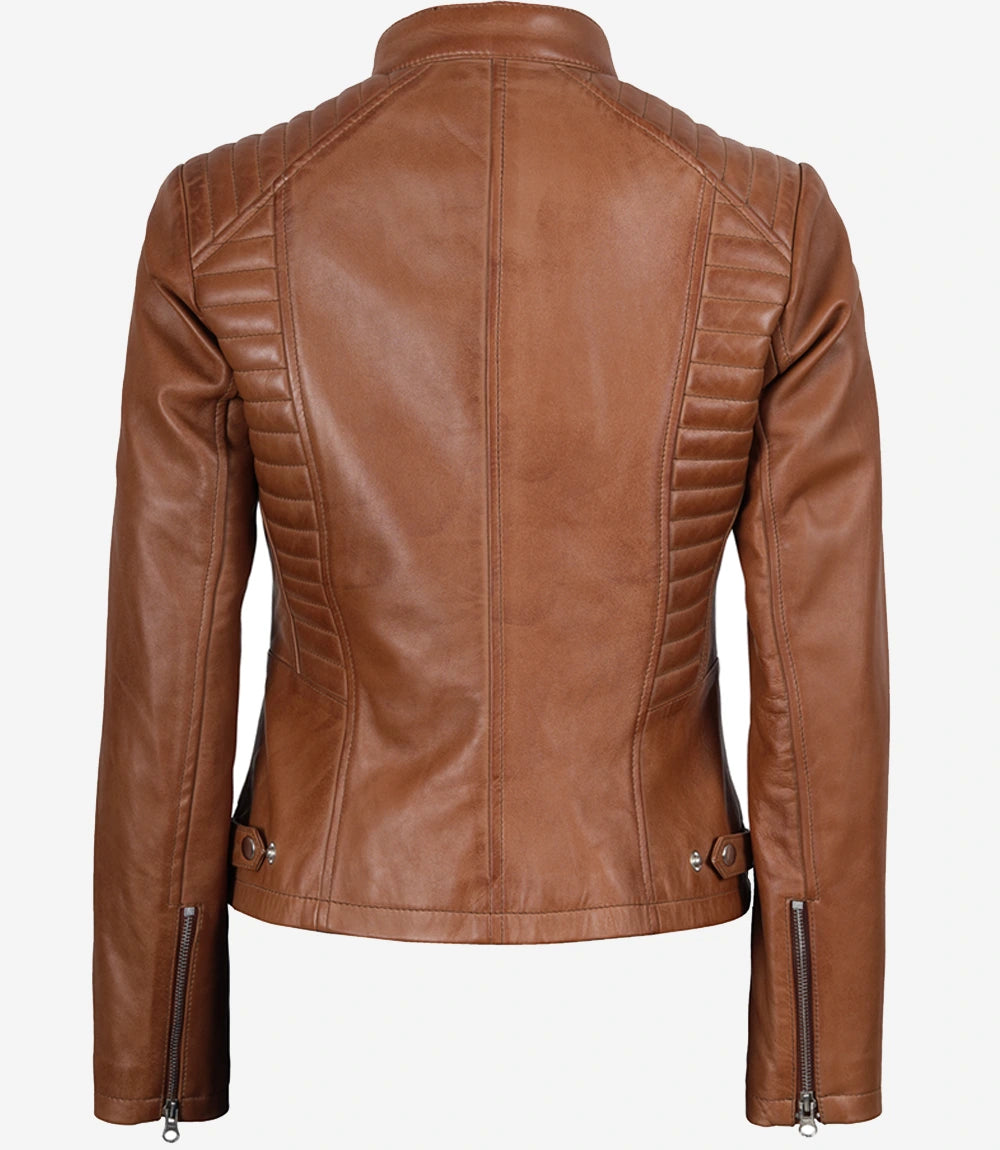 Women's Tan Wax Lambskin Leather Jacket
